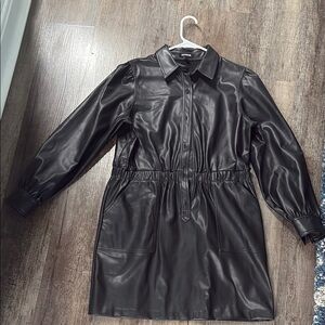 Express Black Faux Leather Mini Dress